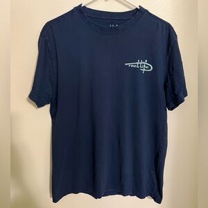 REEL LIFE‎ Classic Printed Graphic Casual Fishing T Shirt Navy Blue Men's Size M